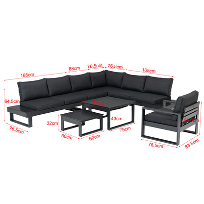 Designer Alu Lounge Set modern Baracoa in der Farbe anthrazit inkl. Lounge Sessel