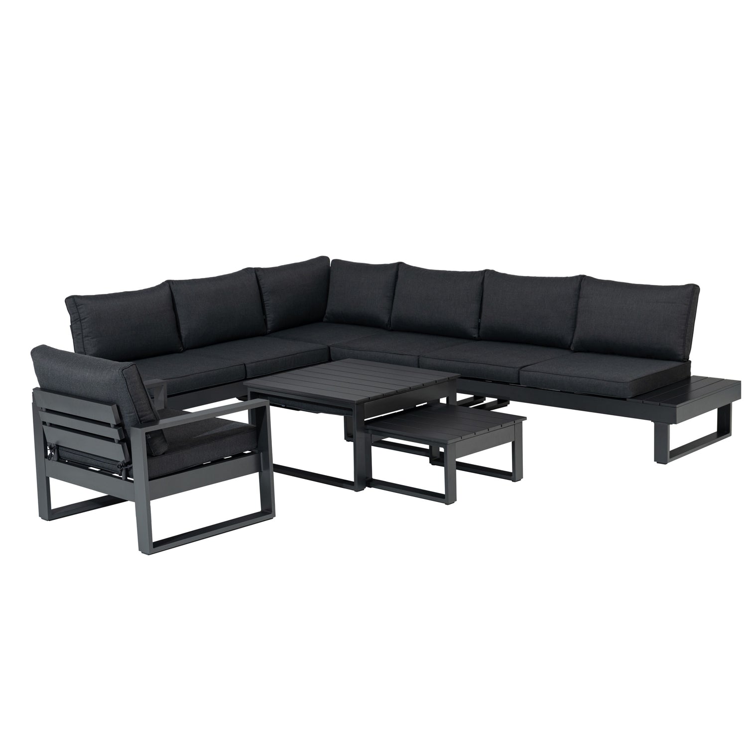 Designer Alu Lounge Set modern Baracoa in der Farbe anthrazit inkl. Lounge Sessel