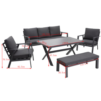 Designer Aluminium Dining Lounge Set Salina inkl. Sessel und Bank