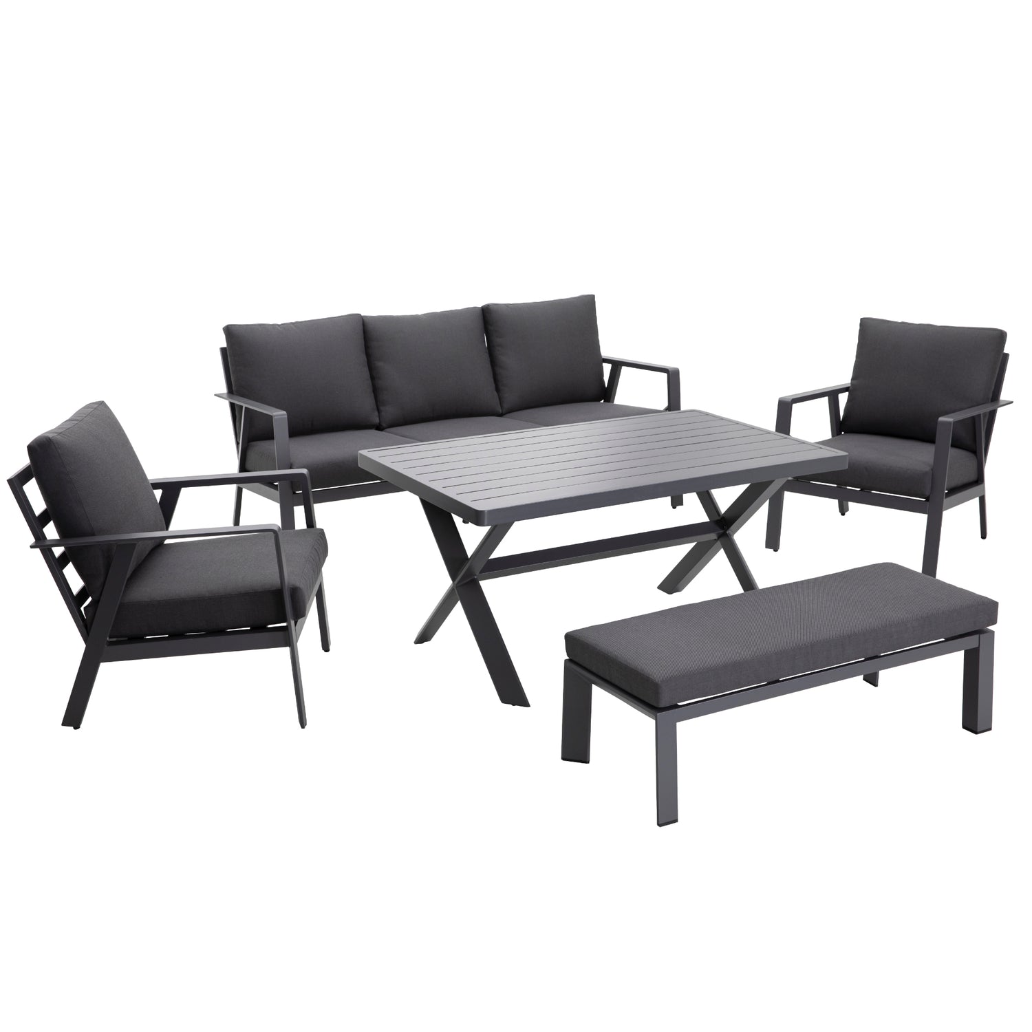 Designer Aluminium Dining Lounge Set Salina inkl. Sessel und Bank