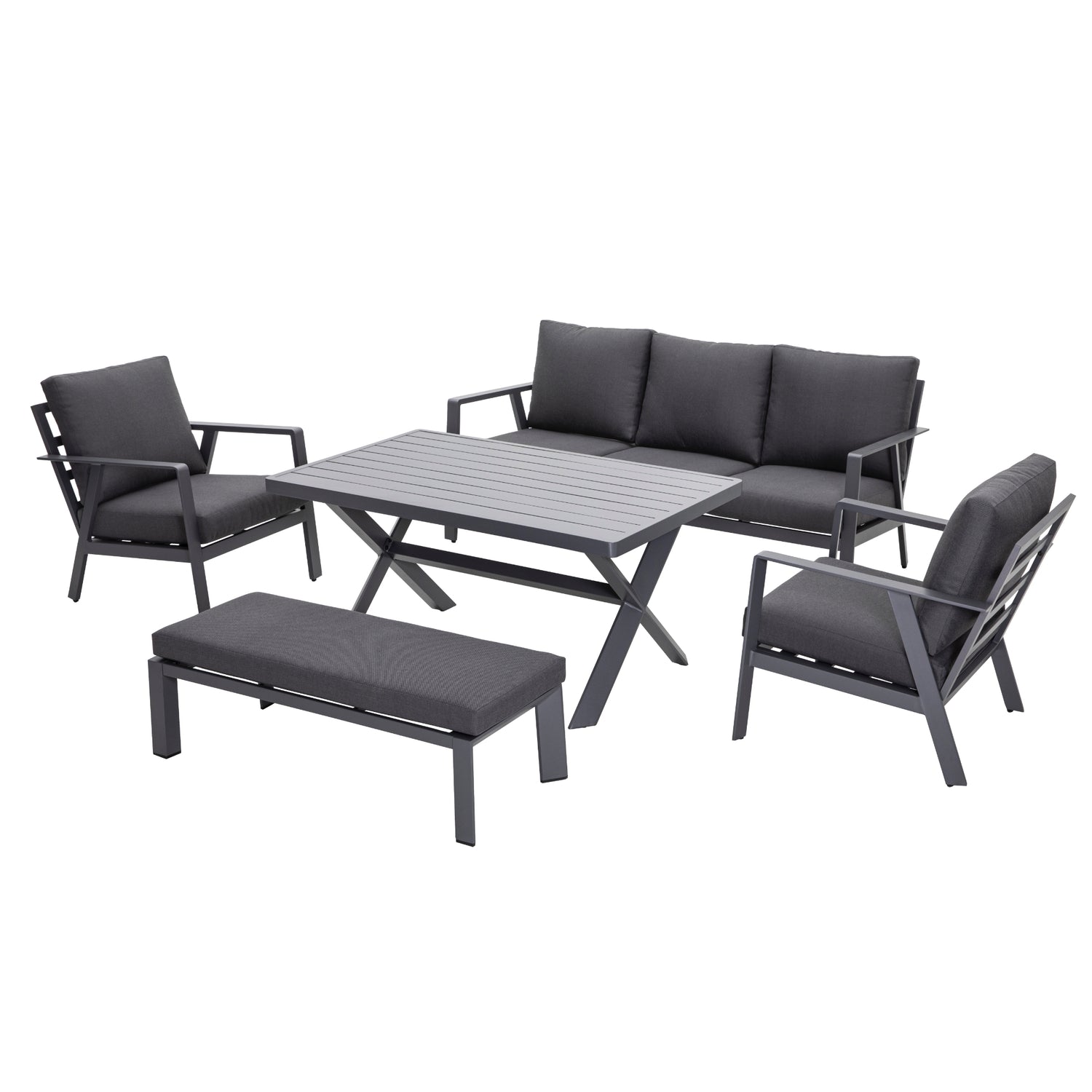 Designer Aluminium Dining Lounge Set Salina inkl. Sessel und Bank