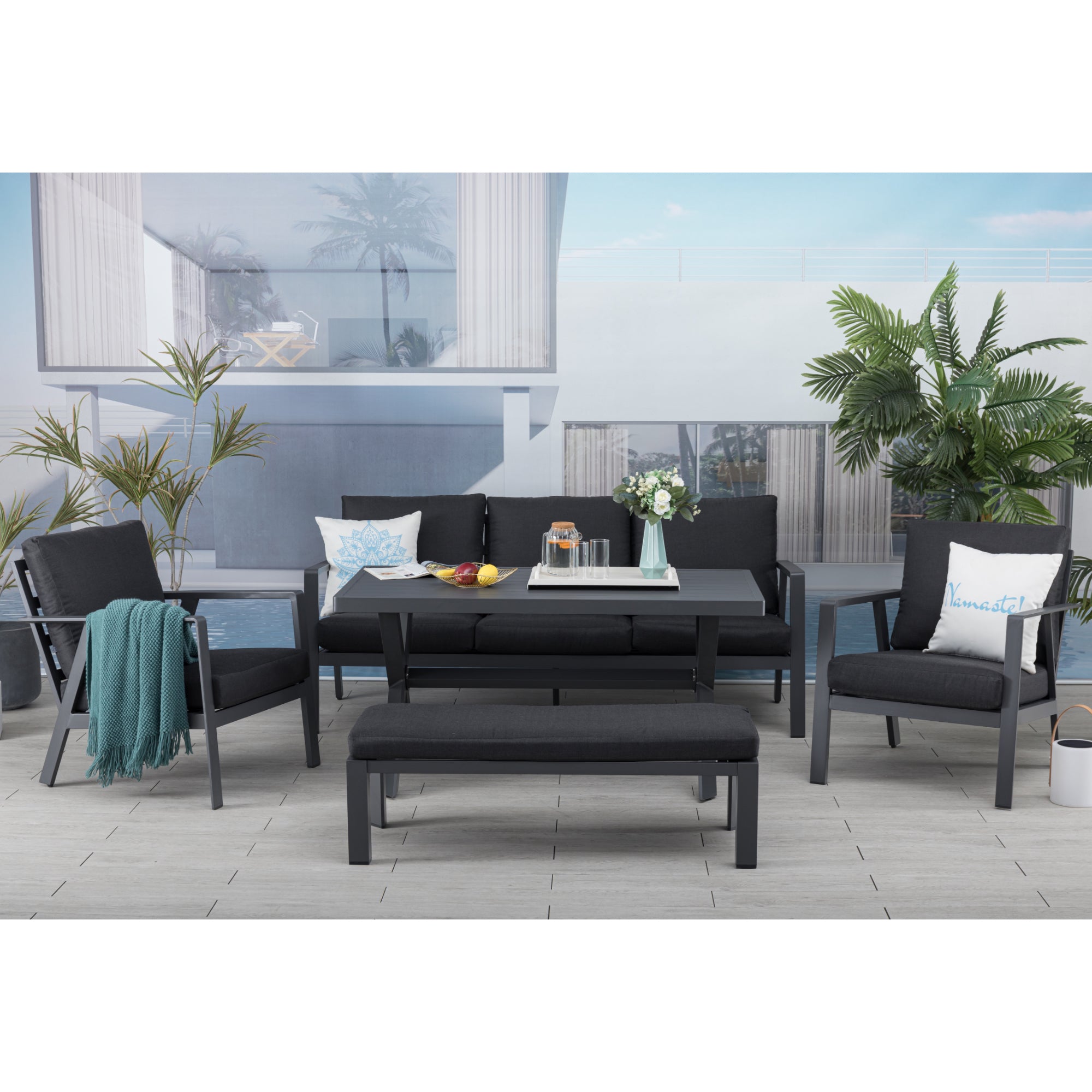 Designer Aluminium Dining Lounge Set Salina inkl. Sessel und Bank