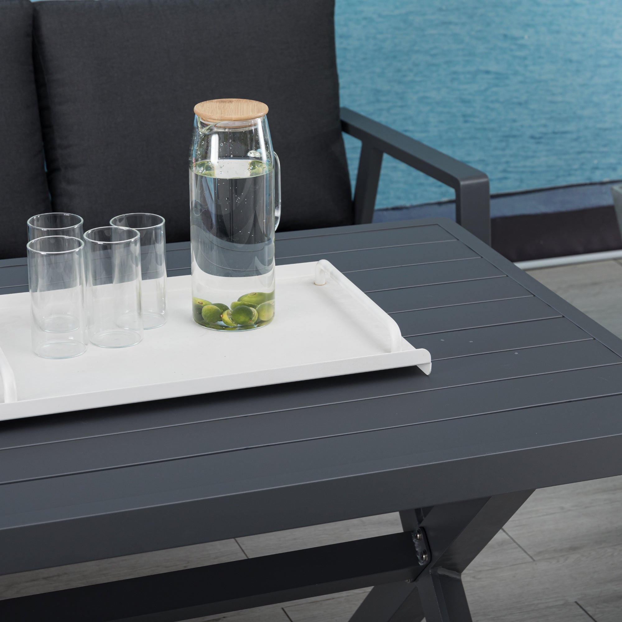 Designer Aluminium Dining Lounge Set Salina inkl. Sessel und Bank