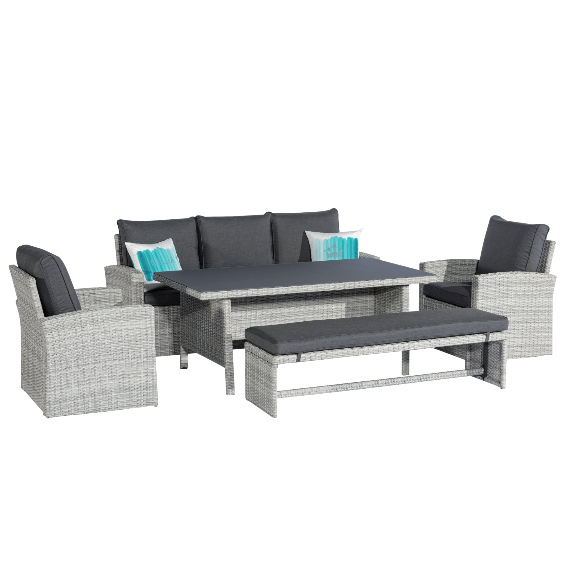 XL Dining Lounge Set Paris in glacier grey &quot;Extra breite Sitzfläche &amp; extra hoch gebauter Rücken&quot;