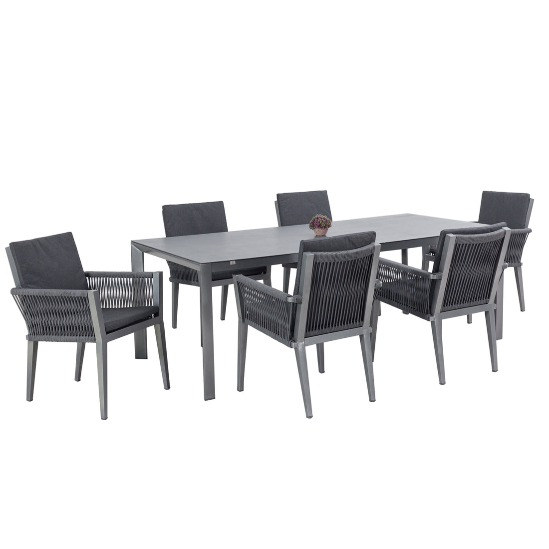 XXL Dining Set Essgruppe Namaste 7 tlg, Aluminium &amp; Rope