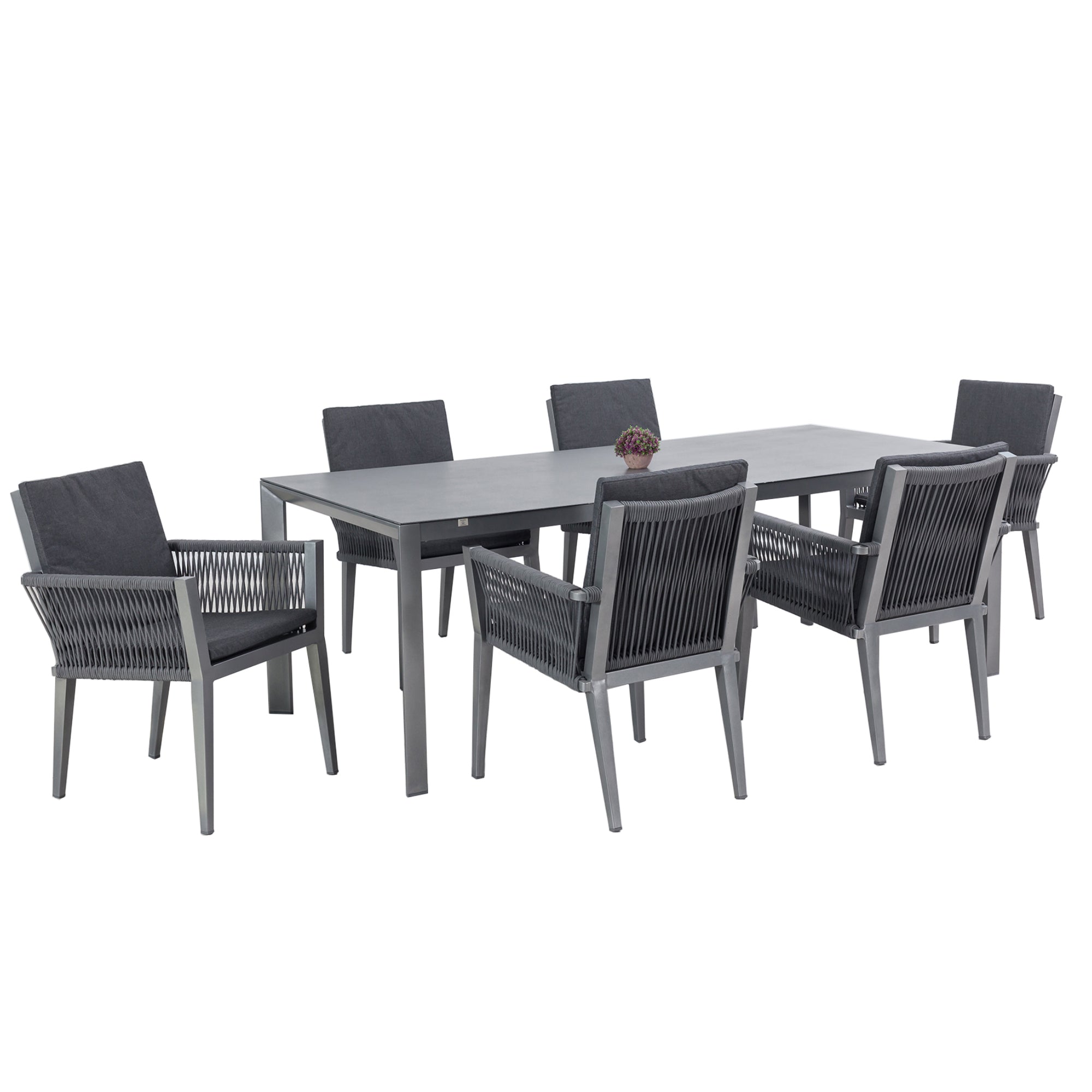 Voll im Trend: Dining Set Essgruppe Namaste / Aluminium kombiniert mit Rope