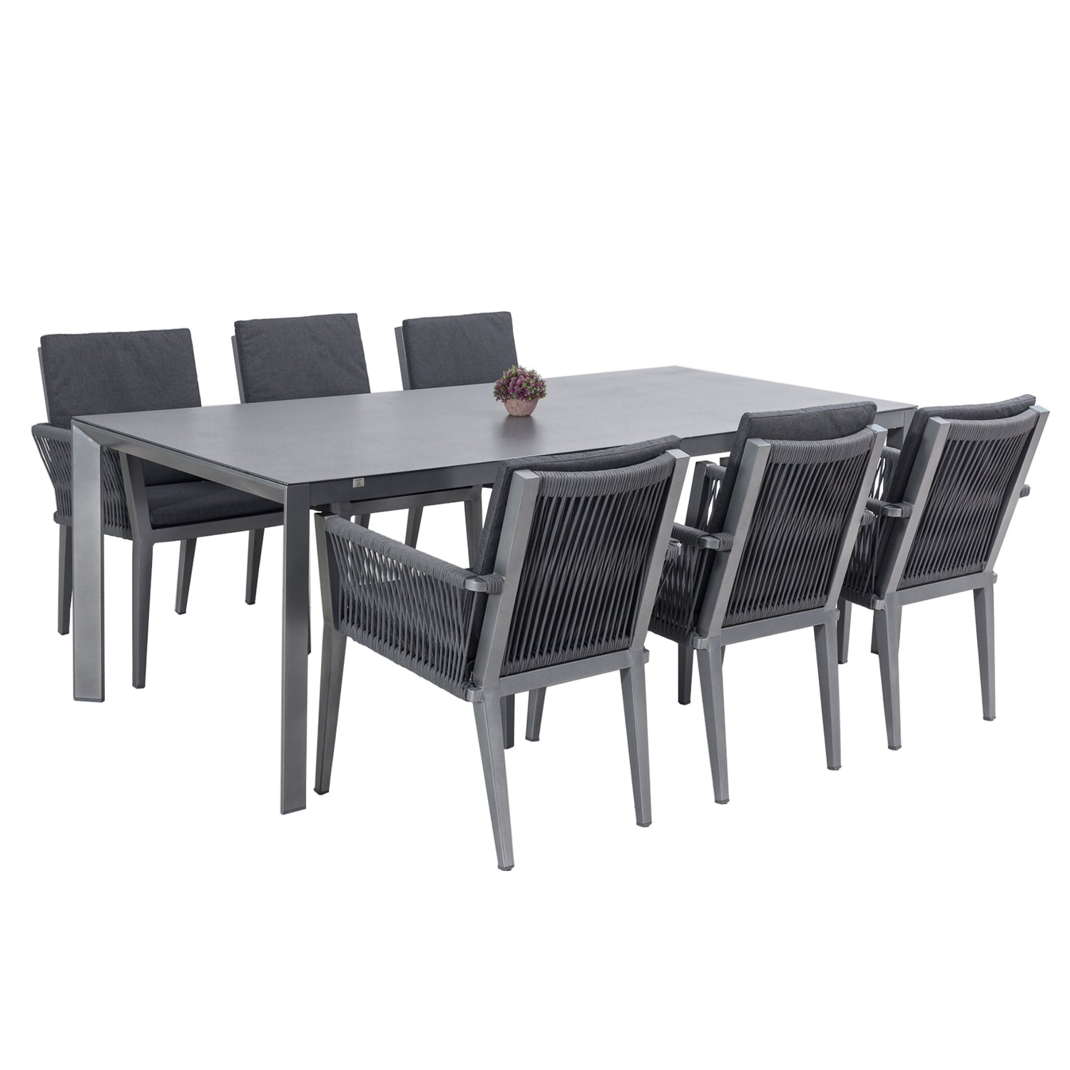 XXL Dining Set Essgruppe Namaste 7 tlg, Aluminium &amp; Rope