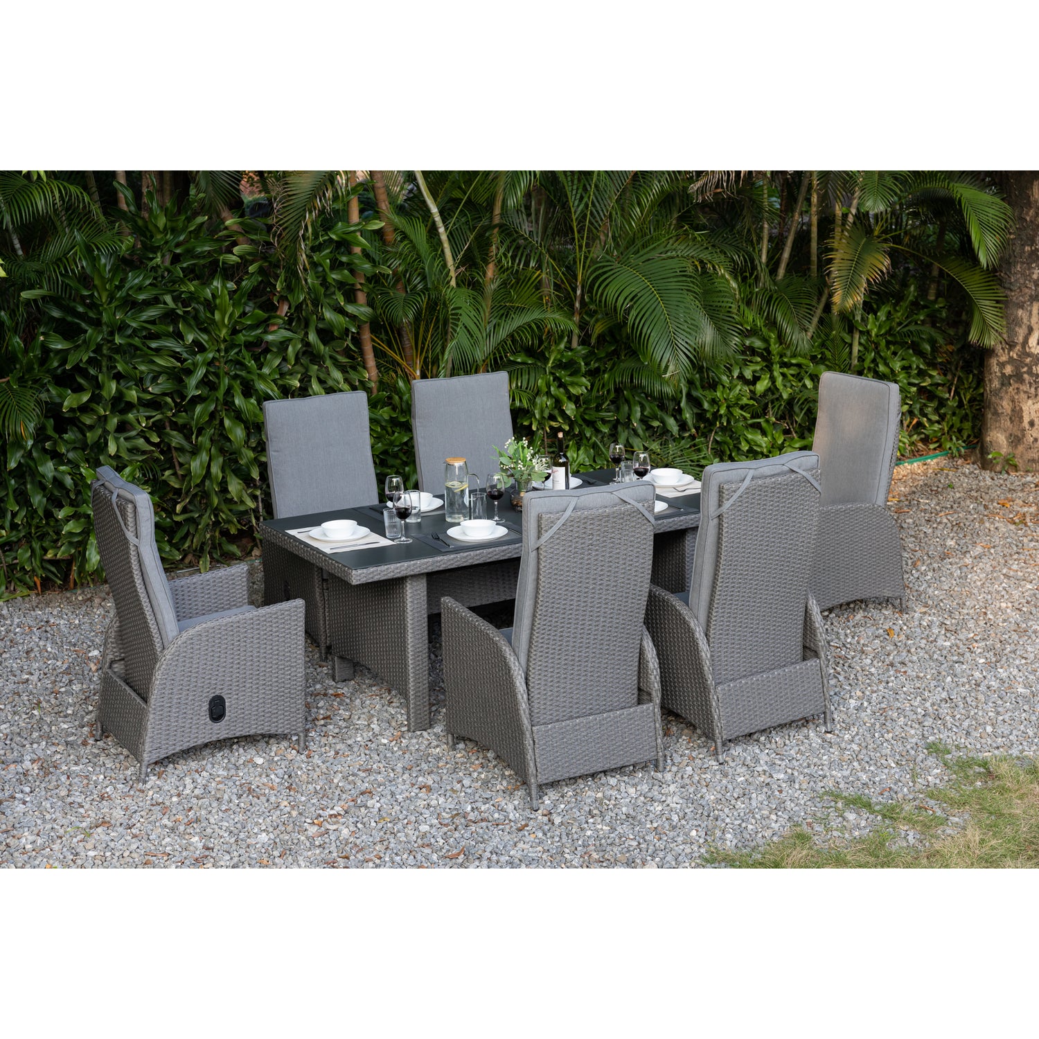 7 tlg. Dining Set Bern mit verstellbaren Rückenlehnen