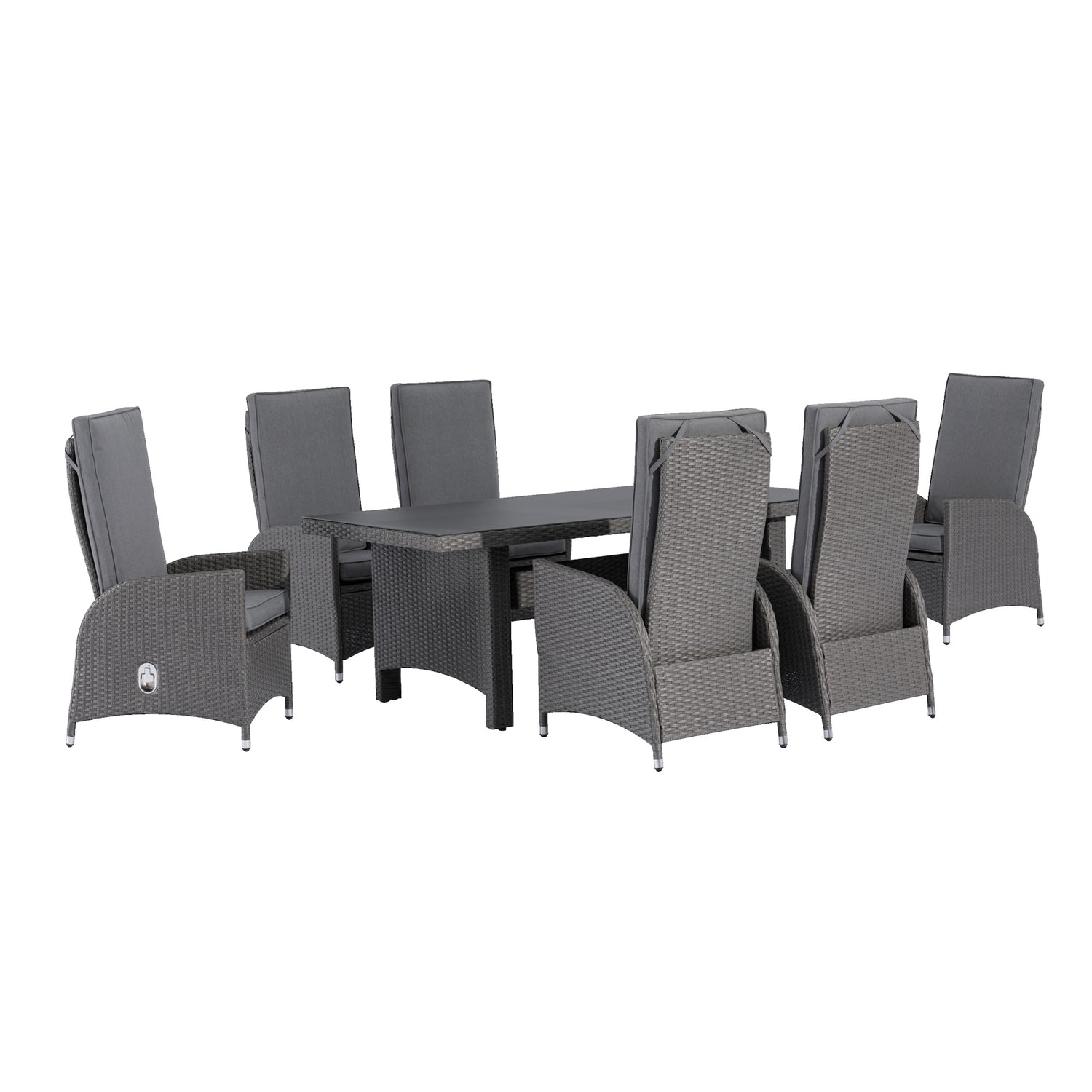 Trend-Ware: 7 tlg. Dining Set Bern / Sessel mit verstellbaren Rückenlehnen &amp; Esstisch 200cm