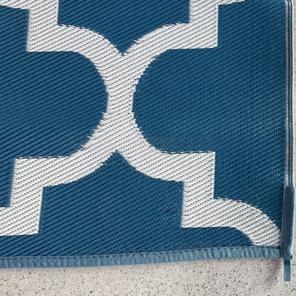 Outdoor Teppich wetterfest 270 x 360cm blau / weiß