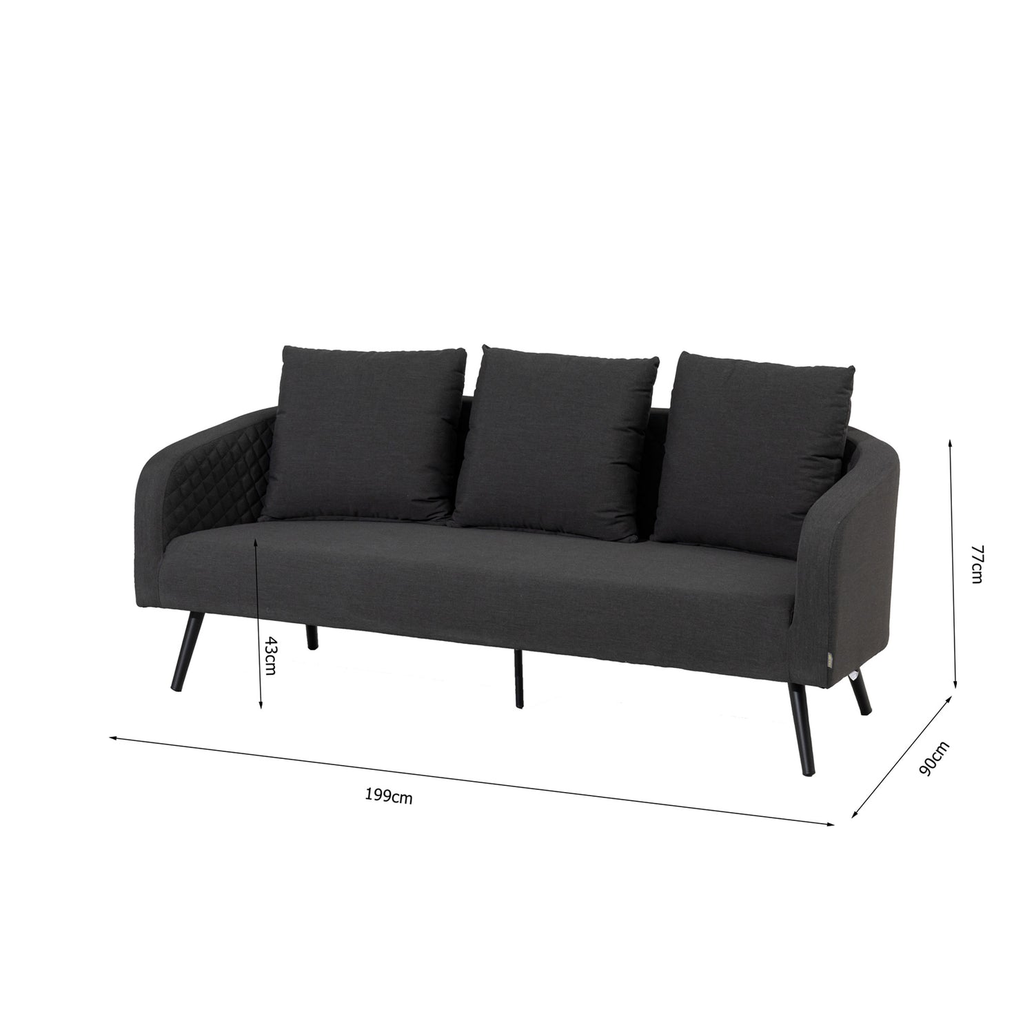 Luxus Outdoor Set Puro- bestehend aus: Ovaler Puro Tisch, 1 x Sofa Puro + 3 x Puro Stapelsessel / 100% wetterfest LIKA-TEX® Bezug anthrazit
