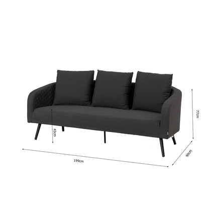 Luxus Outdoor Set Puro- bestehend aus: Ovaler Puro Tisch, 1 x Sofa Puro + 3 x Puro Stapelsessel / 100% wetterfest LIKA-TEX® Bezug anthrazit