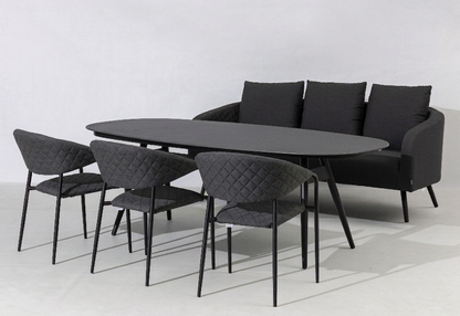 Luxus Outdoor Set Puro- bestehend aus: Ovaler Puro Tisch, 1 x Sofa Puro + 3 x Puro Stapelsessel / 100% wetterfest LIKA-TEX® Bezug anthrazit