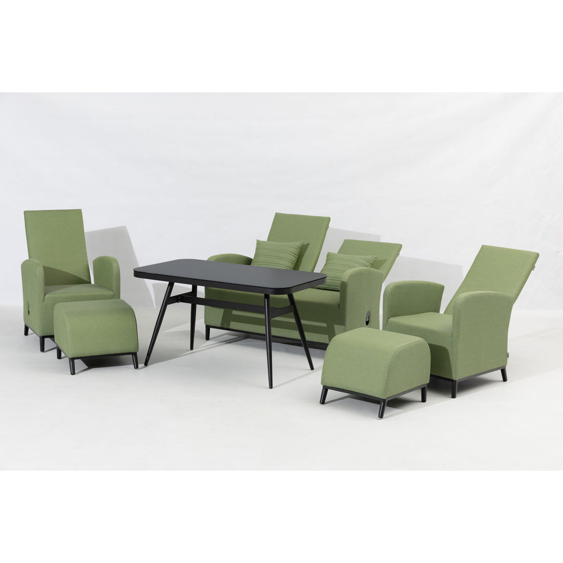 Outdoor Dining Lounge Set Oasis 100% wetterfest LIKA-TEX® olive (grün) / Rücken verstellbar