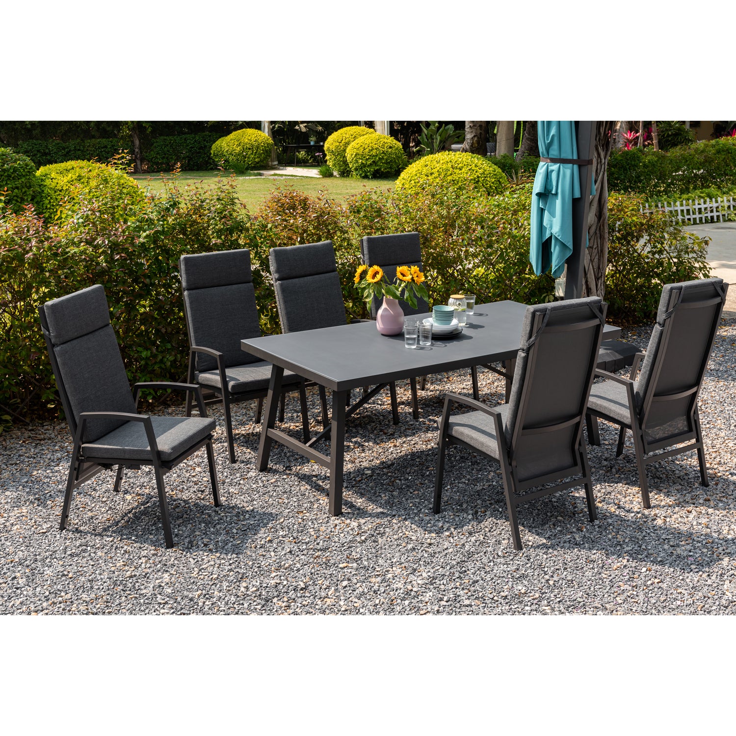 *JETZT VORBESTELLEN* Komfort und Design! 7 tlg. Aluminium Dining Move Set Arctic mit verstellbarer Rückenlehne