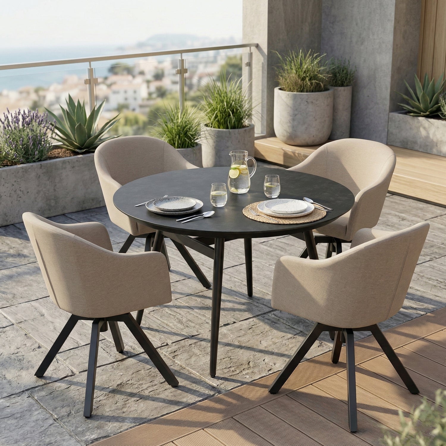 Design Highlight - Runder Aluminium Dining Tisch Puro ø 145x75 cm