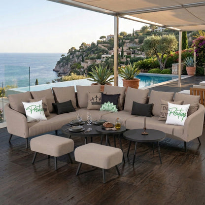 ☀️ AUS DER AUSSTELLUNG ☀️   LUXUS PUR! Outdoor Lounge Set Riviera 100% wetterfest mit LIKA-TEX® Bezug sand