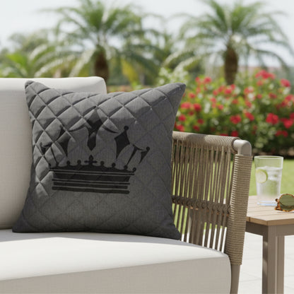 Outdoor Zierkissen Krone 100% wetterfest LIKA-TEX® Bezug grau