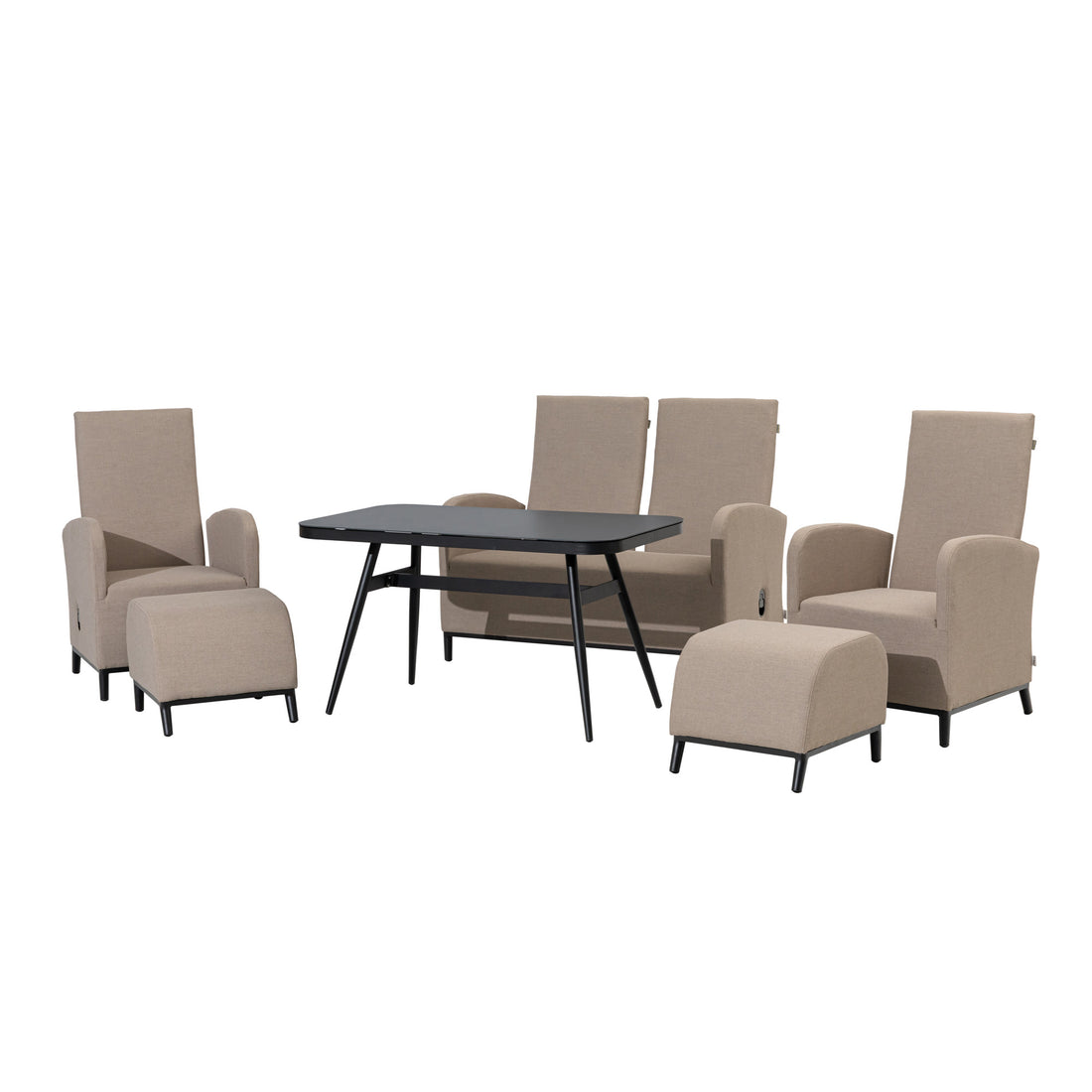 Outdoor Dining Lounge Set Oasis 100% wetterfest LIKA-TEX® Bezug sand (natur) / Rücken verstellbar