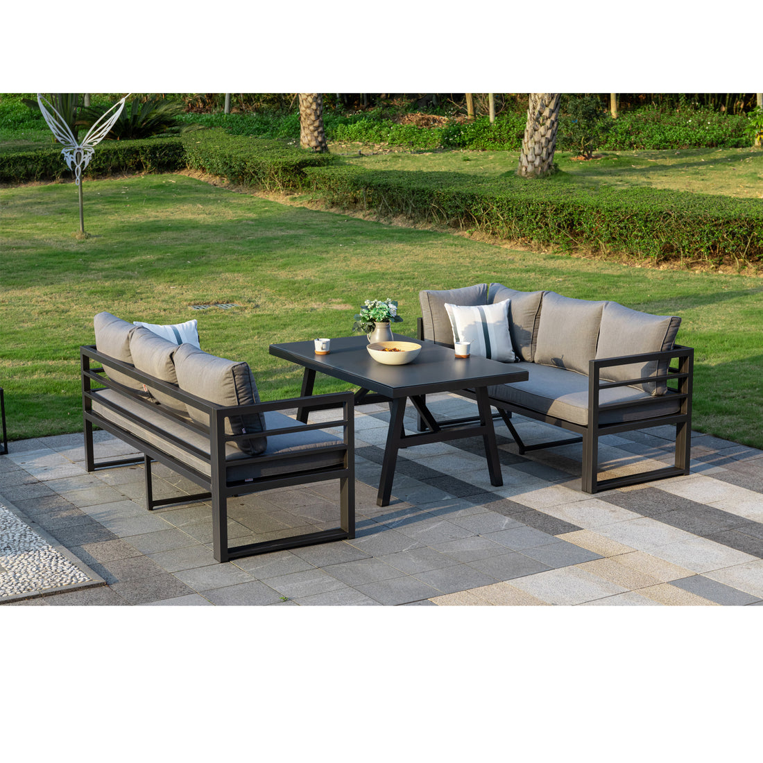 XL Alu Dining Eck-Lounge Set Java / Schenkel variabel stellbar / Sunbrella ® Bezug 100% Wetterfest