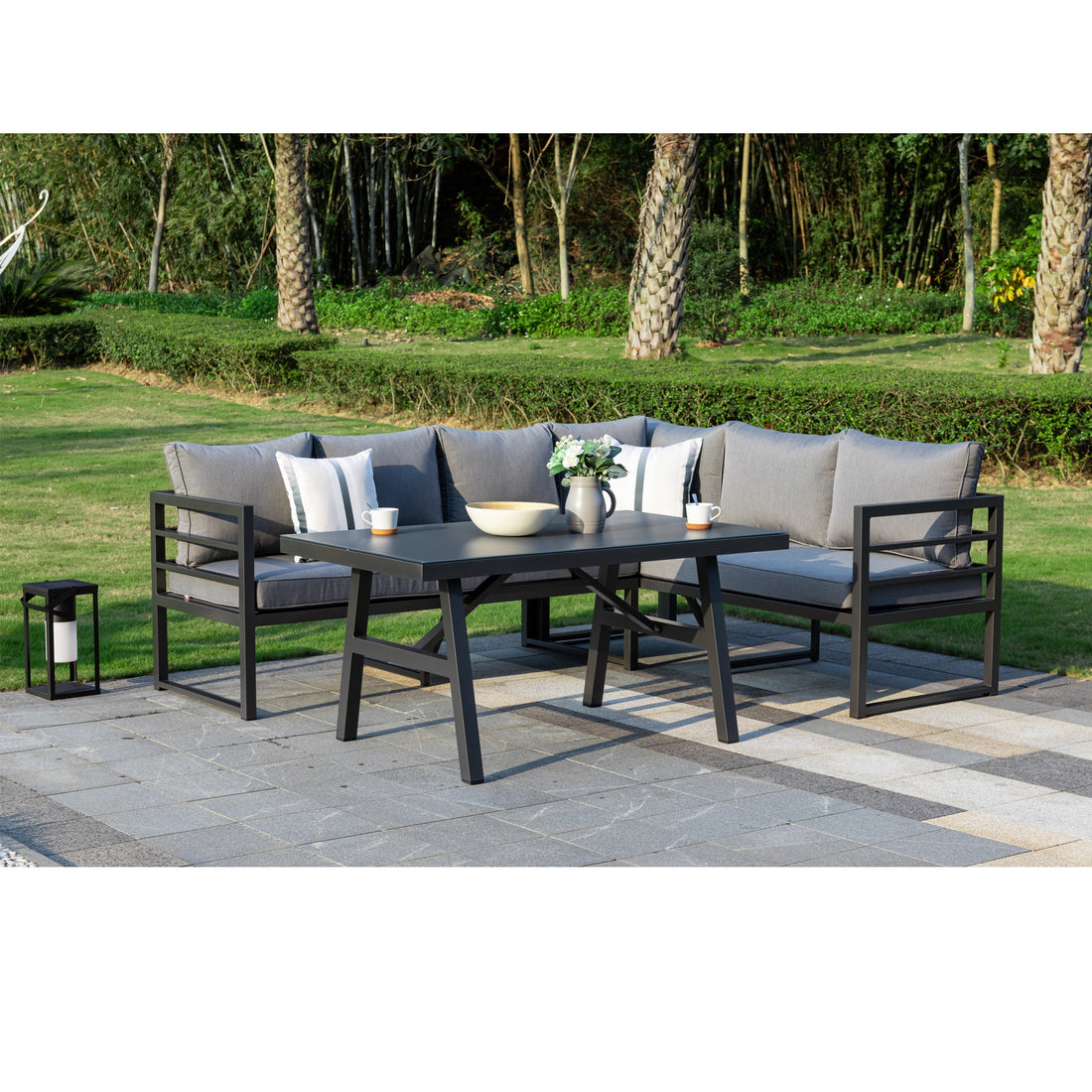 XL Alu Dining Eck-Lounge Set Java / Schenkel variabel stellbar / Sunbrella ® Bezug 100% Wetterfest