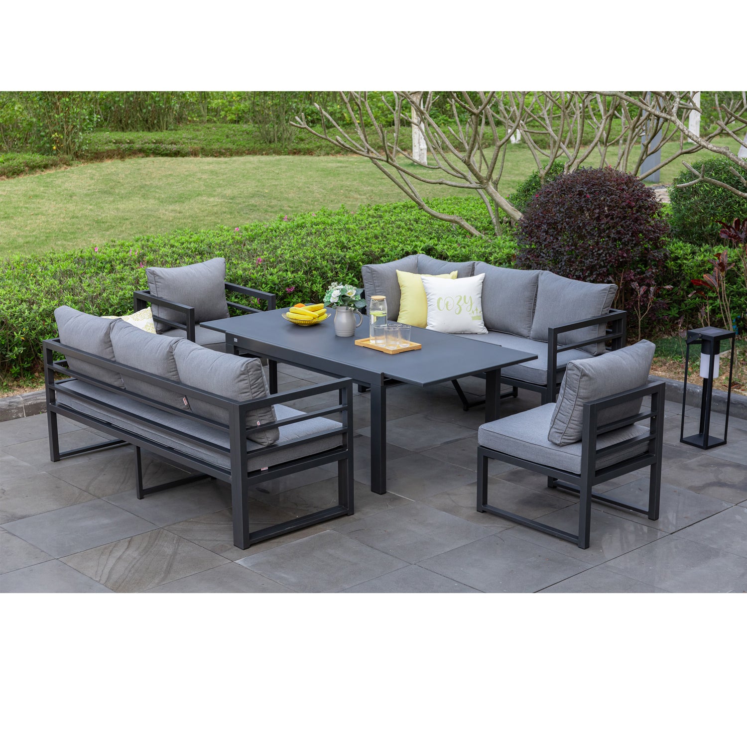 XXL Alu Dining Eck-Lounge Set Torres 3in1 Funktion mit Sunbrella® Bezug 100% Wetterfest inkl. Sessel