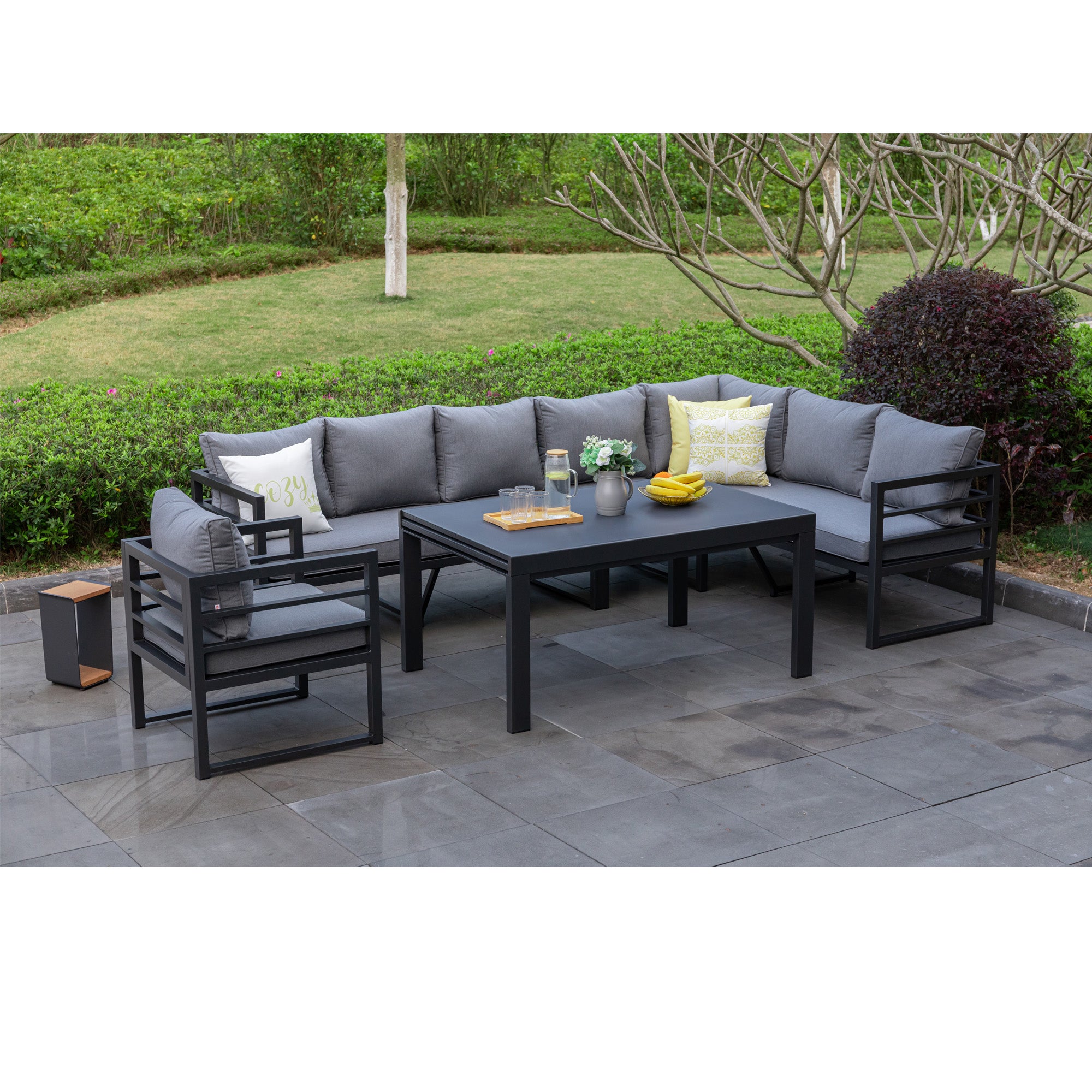 XXL Alu Dining Eck-Lounge Set Torres 3in1 Funktion mit Sunbrella® Bezug 100% Wetterfest inkl. Sessel