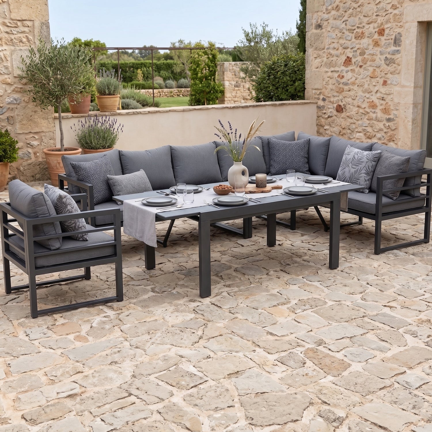 Dining Lounge Set Torres für viele Gäste – Premium-Komfort mit Auszieh – Mandalika Outdoor & Living Products GmbH