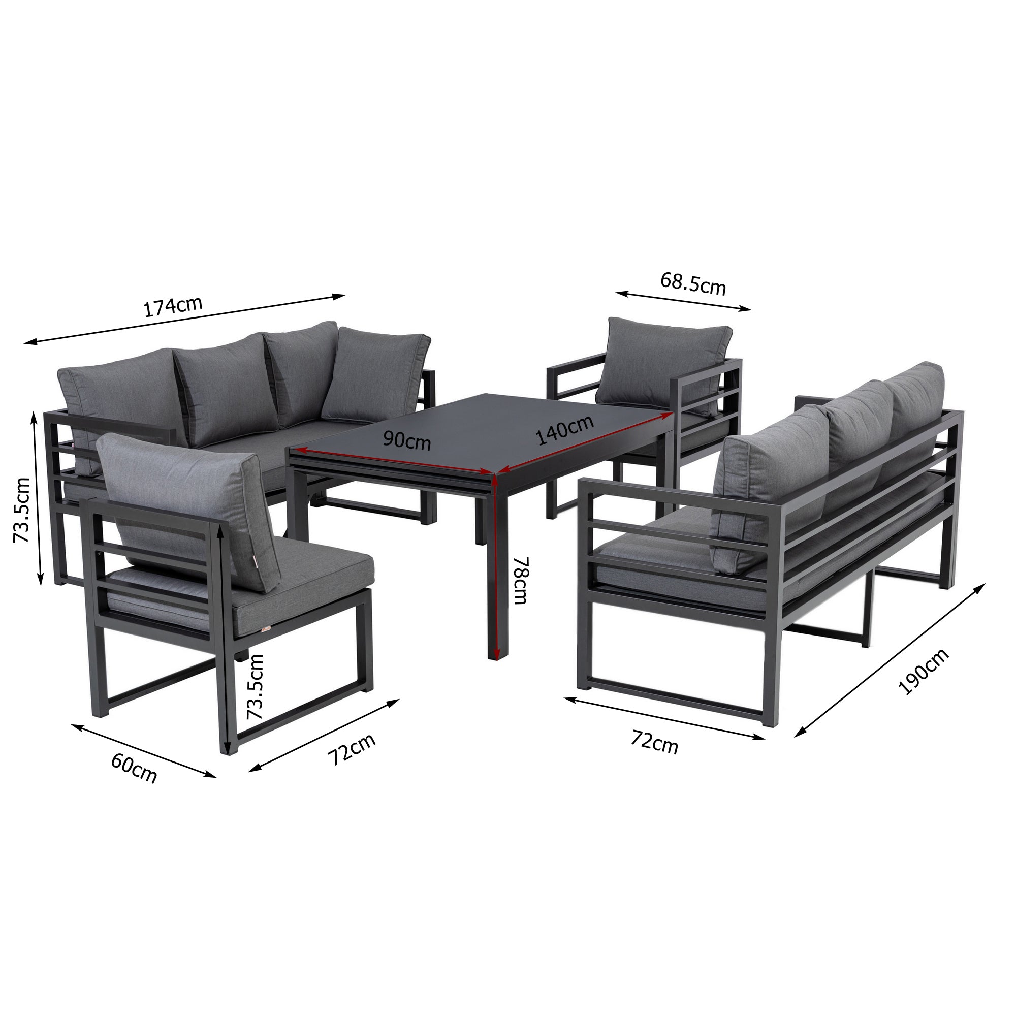 XXL Alu Dining Eck-Lounge Set Torres 3in1 Funktion mit Sunbrella® Bezug 100% Wetterfest inkl. Sessel