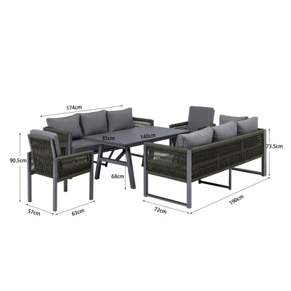 XL Alu Dining Eck-Lounge Set Bath Rope / Schenkel variabel stellbar / Sunbrella ® 100% Wetterfest