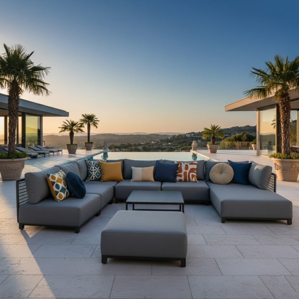Purer Luxus! Unser extravagantes und 100% wetterfestes Modular Lounge Set Avantage Sunbrella / Rope