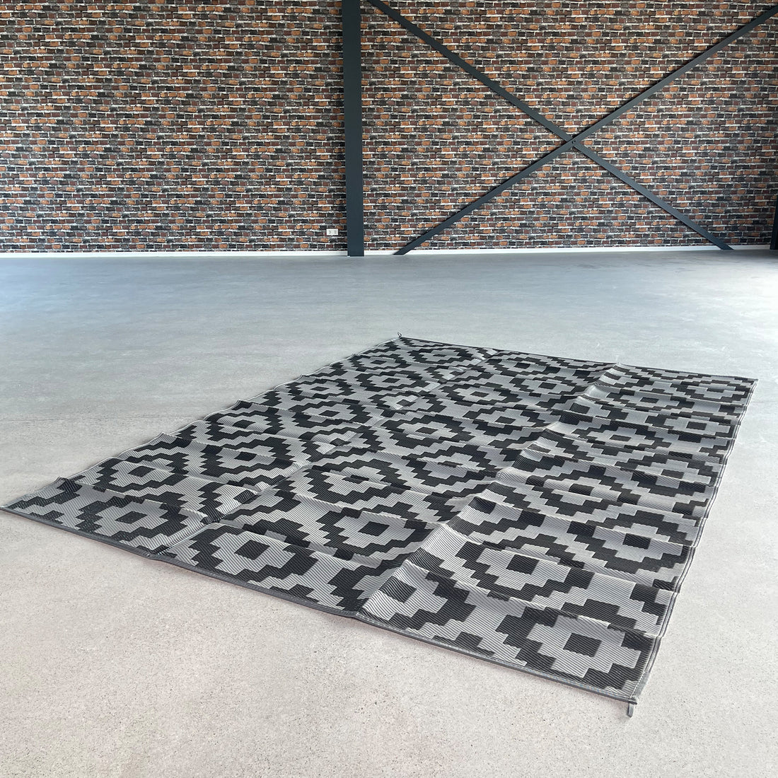 Outdoor Teppich wetterfest 250 x 350cm grau / weiß