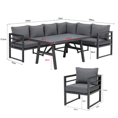 XXL Dining Eck Lounge Set Java variabel stellbar - Sunbrella® 100% Wetterfest inkl. Sessel