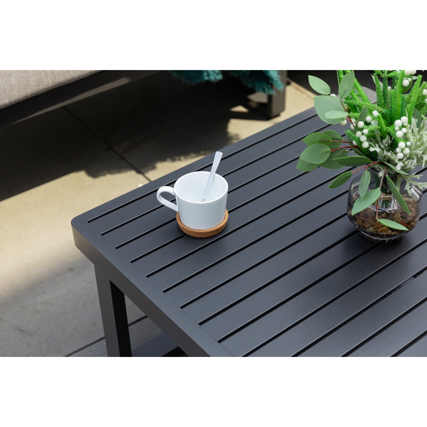 4 tlg. Luxus Alu Multifunktions- Lounge Set Tesoro inkl. Sonnenliege und Hocker