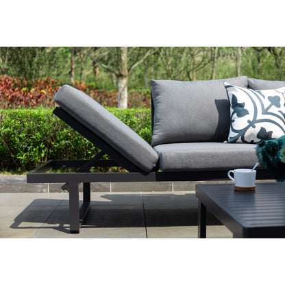 4 tlg. Luxus Alu Multifunktions- Lounge Set Tesoro inkl. Sonnenliege und Hocker