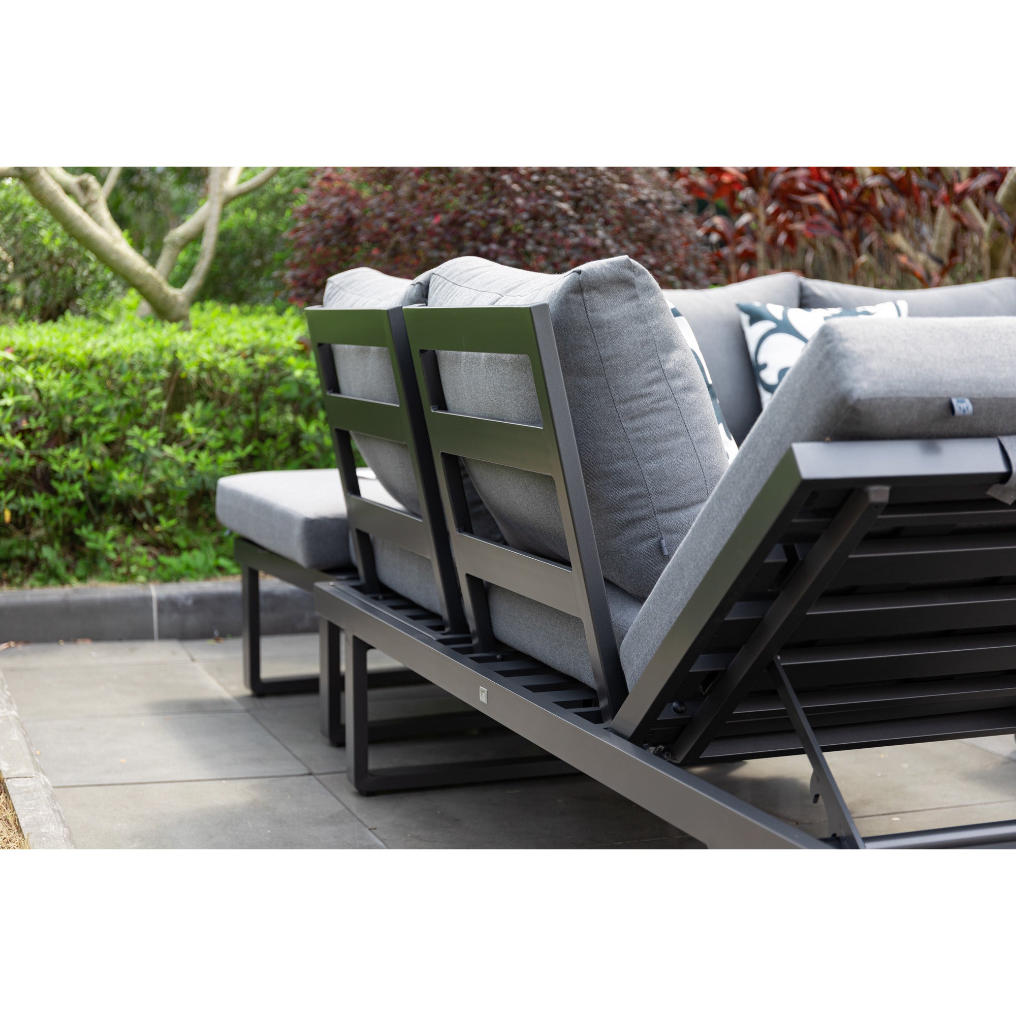 4 tlg. Luxus Alu Multifunktions- Lounge Set Tesoro inkl. Sonnenliege und Hocker