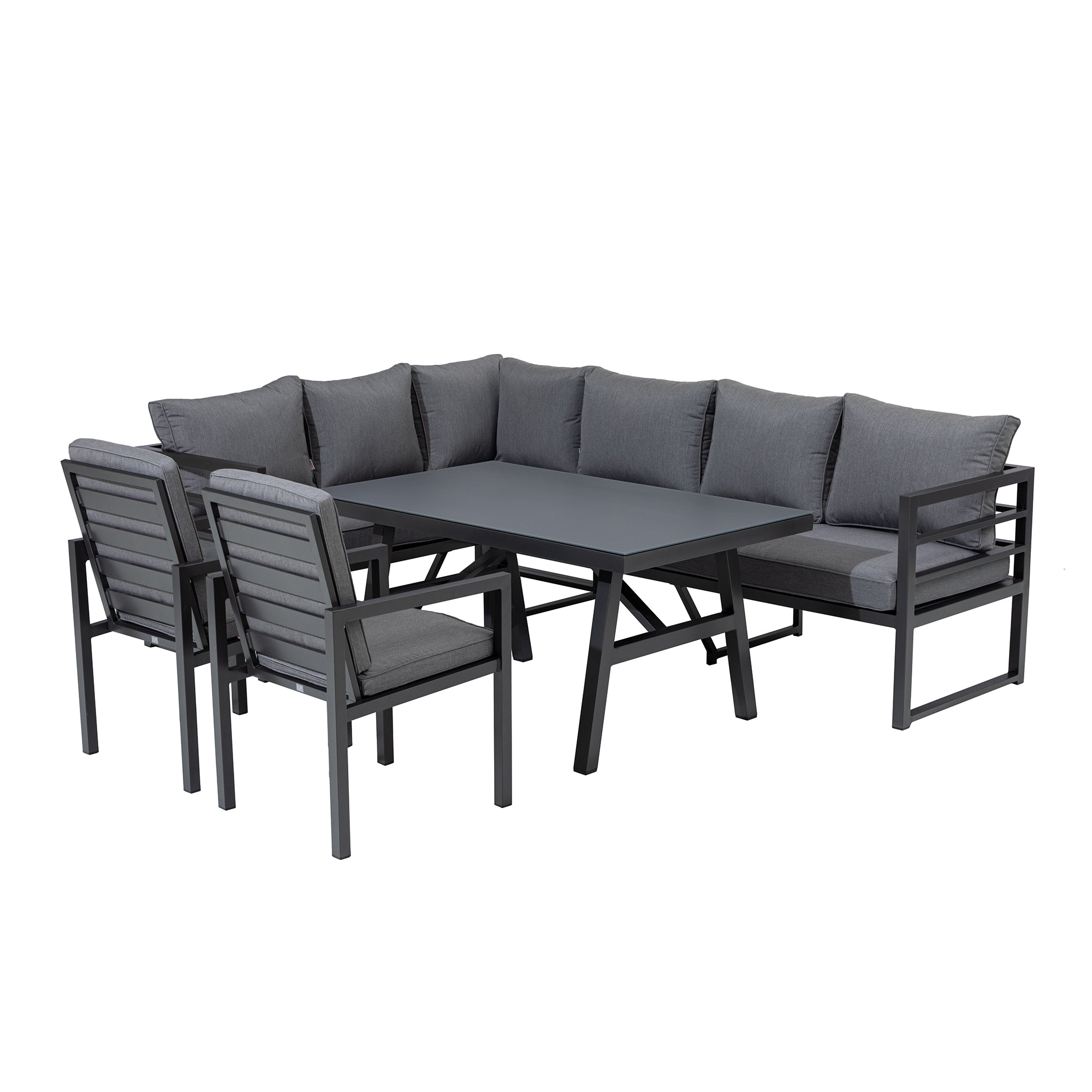 XXL Dining Eck Lounge Set Java variabel stellbar - Sunbrella® 100% Wetterfest inkl. 2 Stühlen