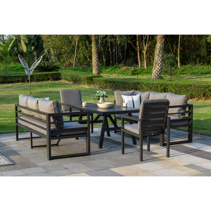 XXL Dining Eck Lounge Set Java variabel stellbar - Sunbrella® 100% Wetterfest inkl. 2 Stühlen