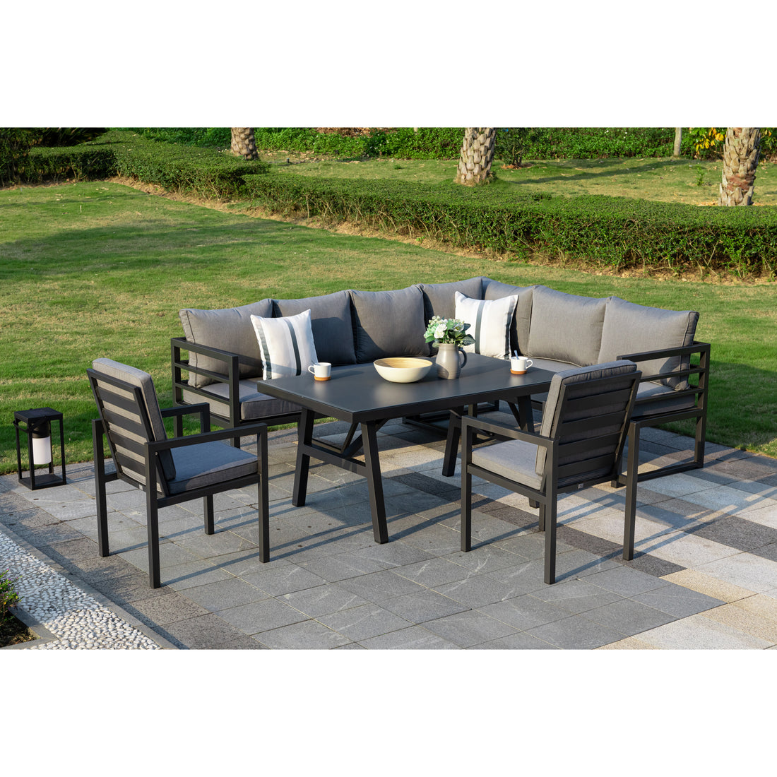 LUXUS PUR! Dining Eck Lounge Set Java XXL variabel stellbar - Sunbrella® 100% Wetterfest inkl. 2 Stühlen