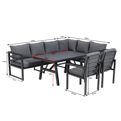 XXL Dining Eck Lounge Set Java variabel stellbar - Sunbrella® 100% Wetterfest inkl. 2 Stühlen