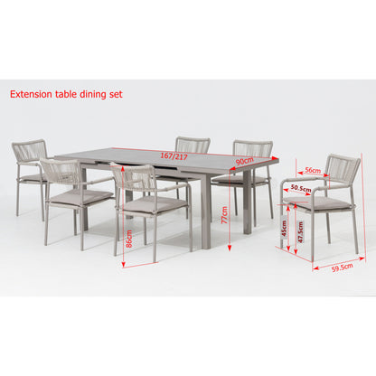 Aluminium Dining Set Madri inkl. Ausziehtisch