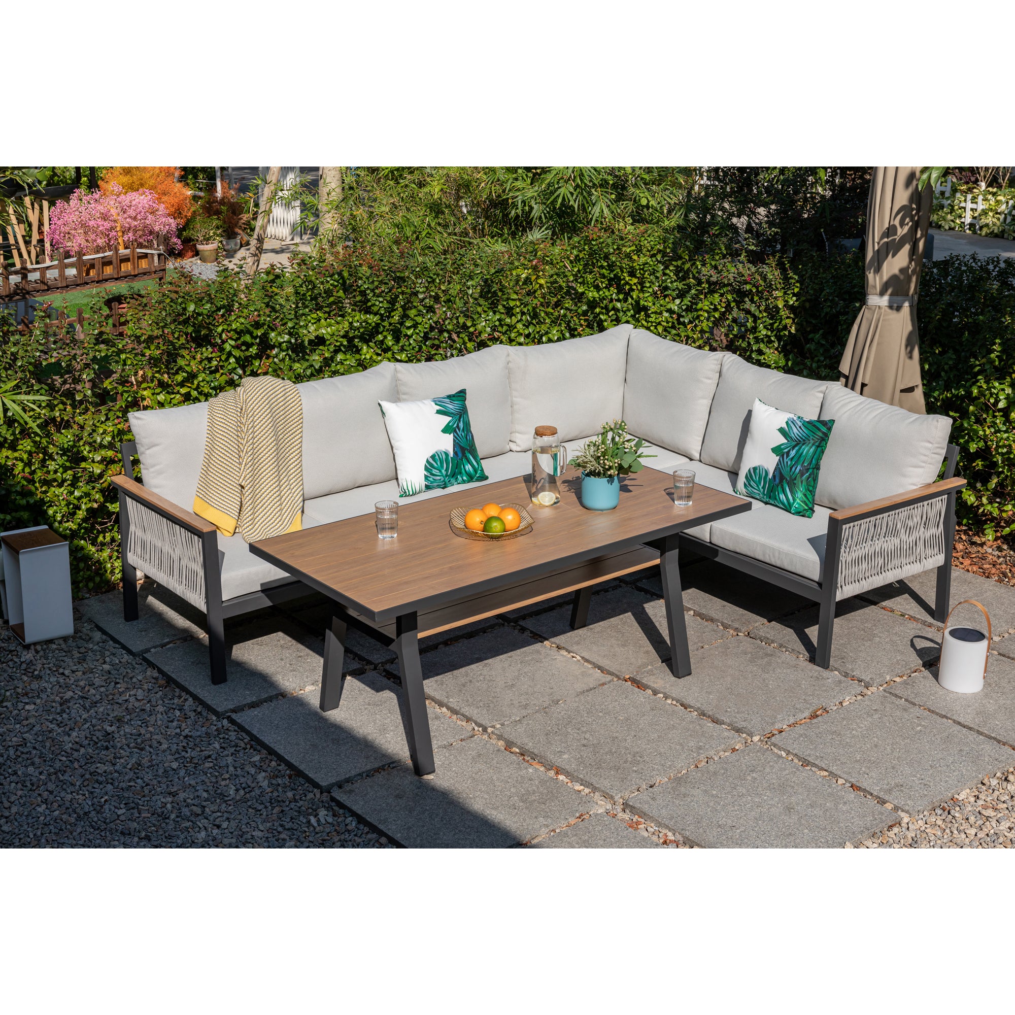 Aluminium / Rope Dining Lounge Set Canora