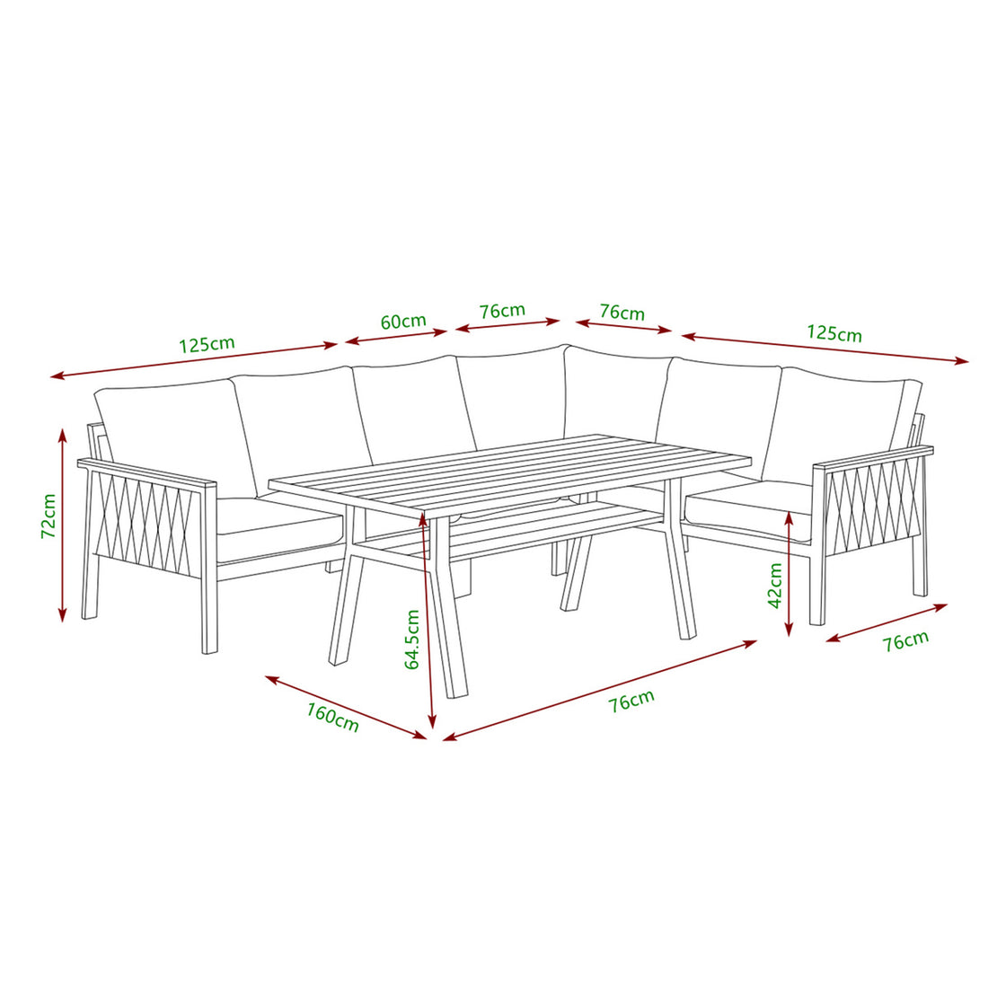 Aluminium / Rope Dining Lounge Set Canora