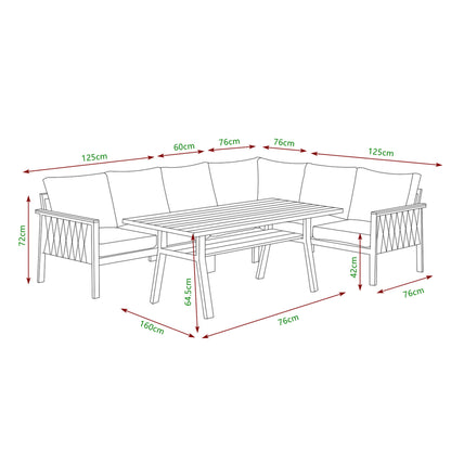 Aluminium / Rope Dining Lounge Set Canora