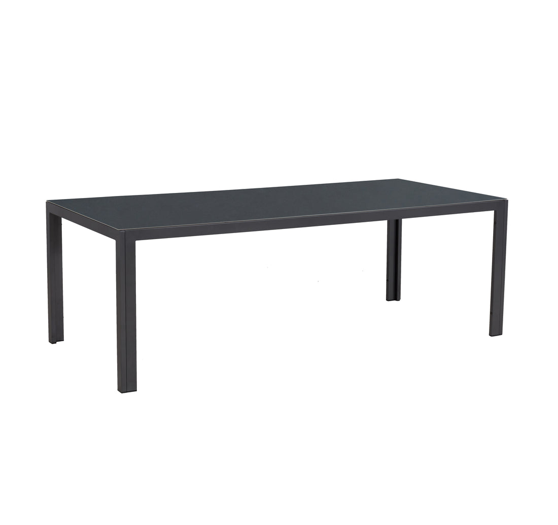 Aluminium Dining Tisch Luna Nebula 220 x 100 x 74cm anthrazit / Dekorglas Tischplatte