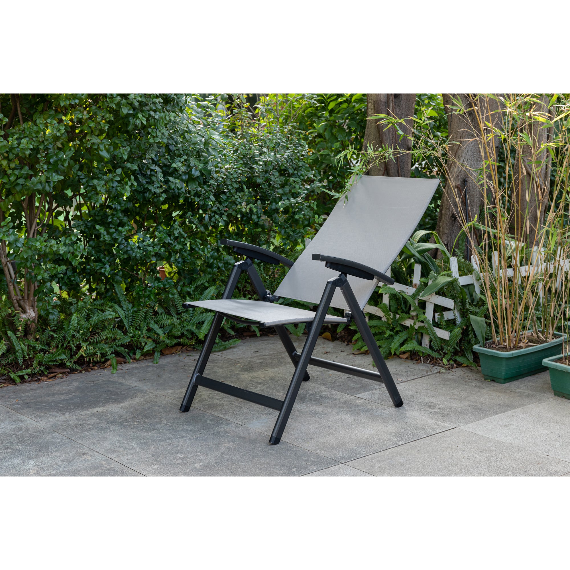 Premium Klappsessel Avantage anthrazit / mocca - mehrfach verstellbar / bis 150 KG