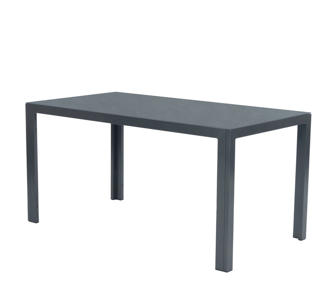 Aluminium Dining Tisch Luna Stellar 150 x 80 x 74cm grau / Dekorglas Tischplatte