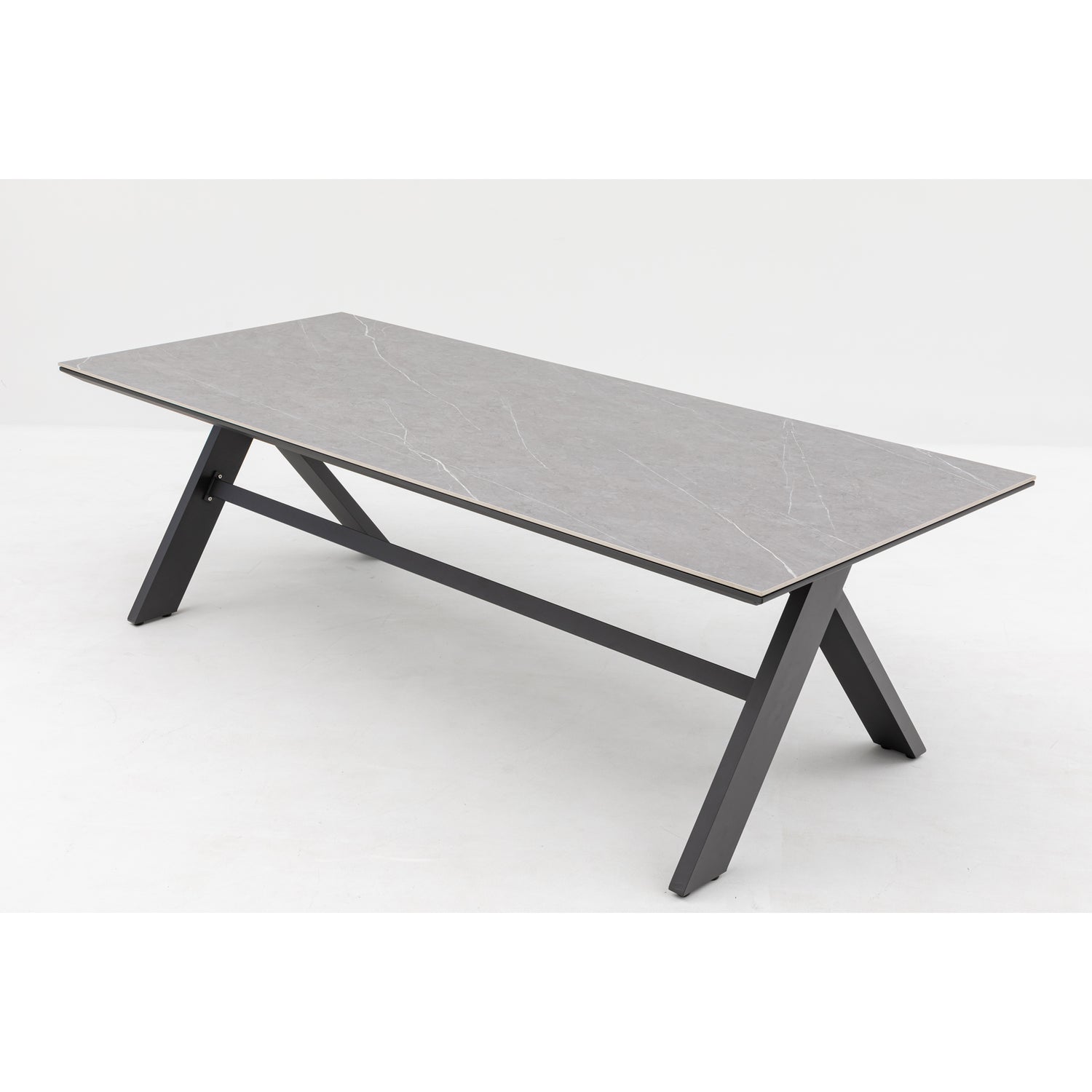 Premium Dining Tisch Avantage 240 x 100 x 73,5cm / Modernes Alu-Tischgestell kombiniert mit einer Sintered - Stone Tischplatte