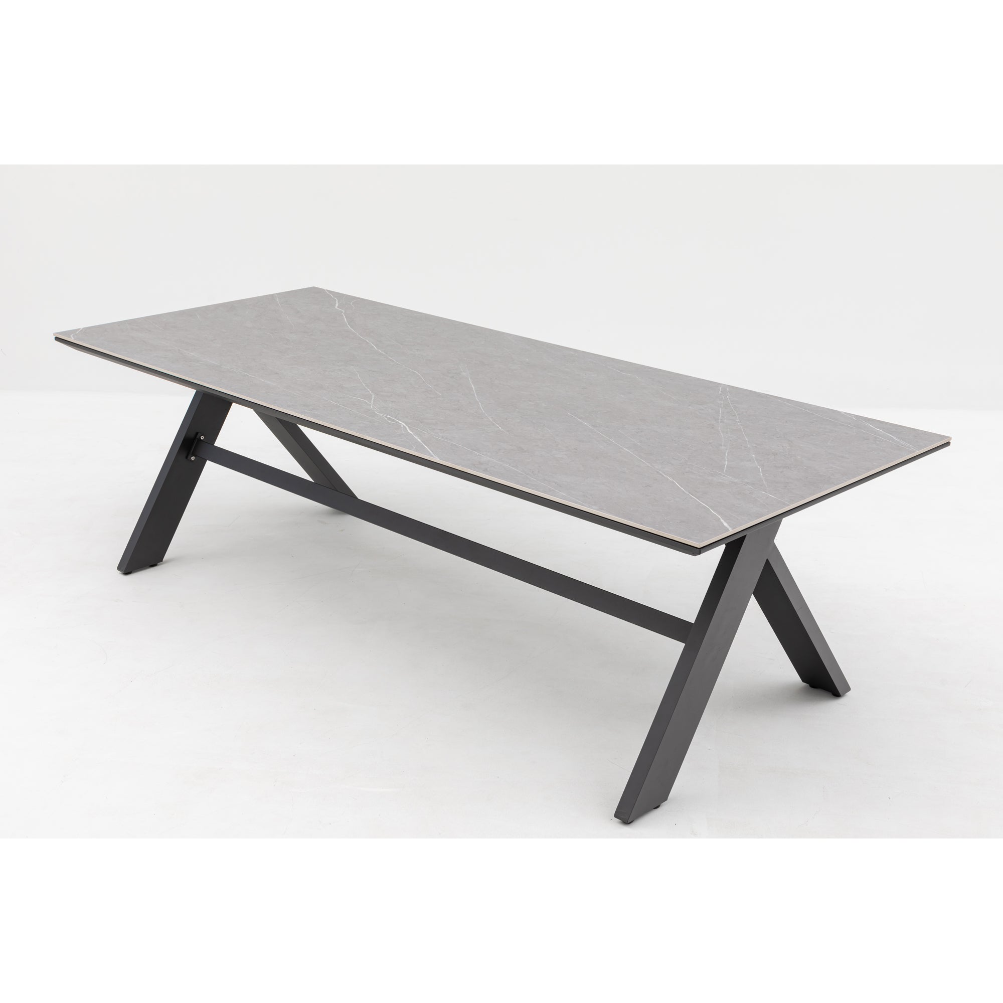 Premium Dining Tisch Avantage 240 x 100 x 73,5cm / Modernes Alu-Tischgestell kombiniert mit einer Sintered - Stone Tischplatte