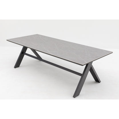 Premium Dining Tisch Avantage 240 x 100 x 73,5cm / Modernes Alu-Tischgestell kombiniert mit einer Sintered - Stone Tischplatte